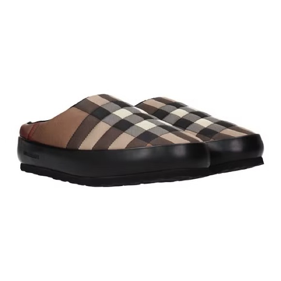 New Authentic BURBERRY SLIPPERS AND CLOGS MEN FABRIC BROWN BIRCH - Picture 3 of 12